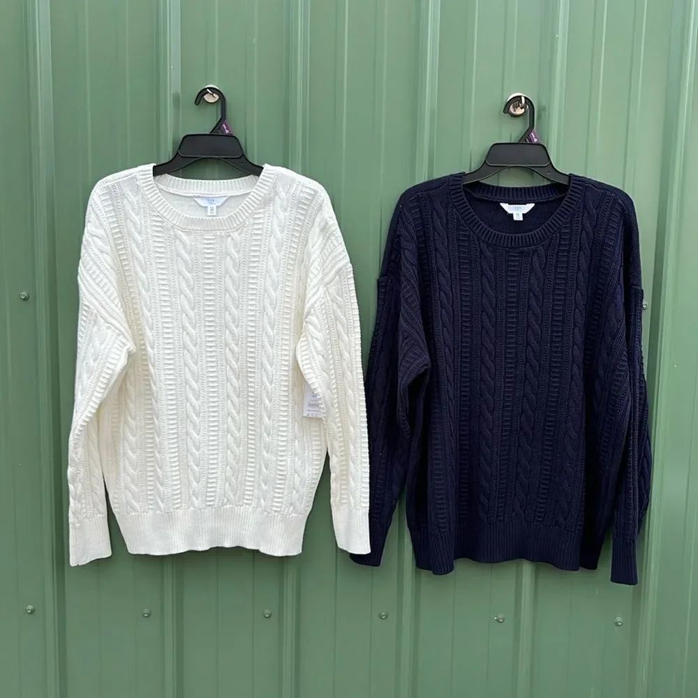 Women's Cable Knit Pullover Sweater, Midweight 2-Pack Size XXL
